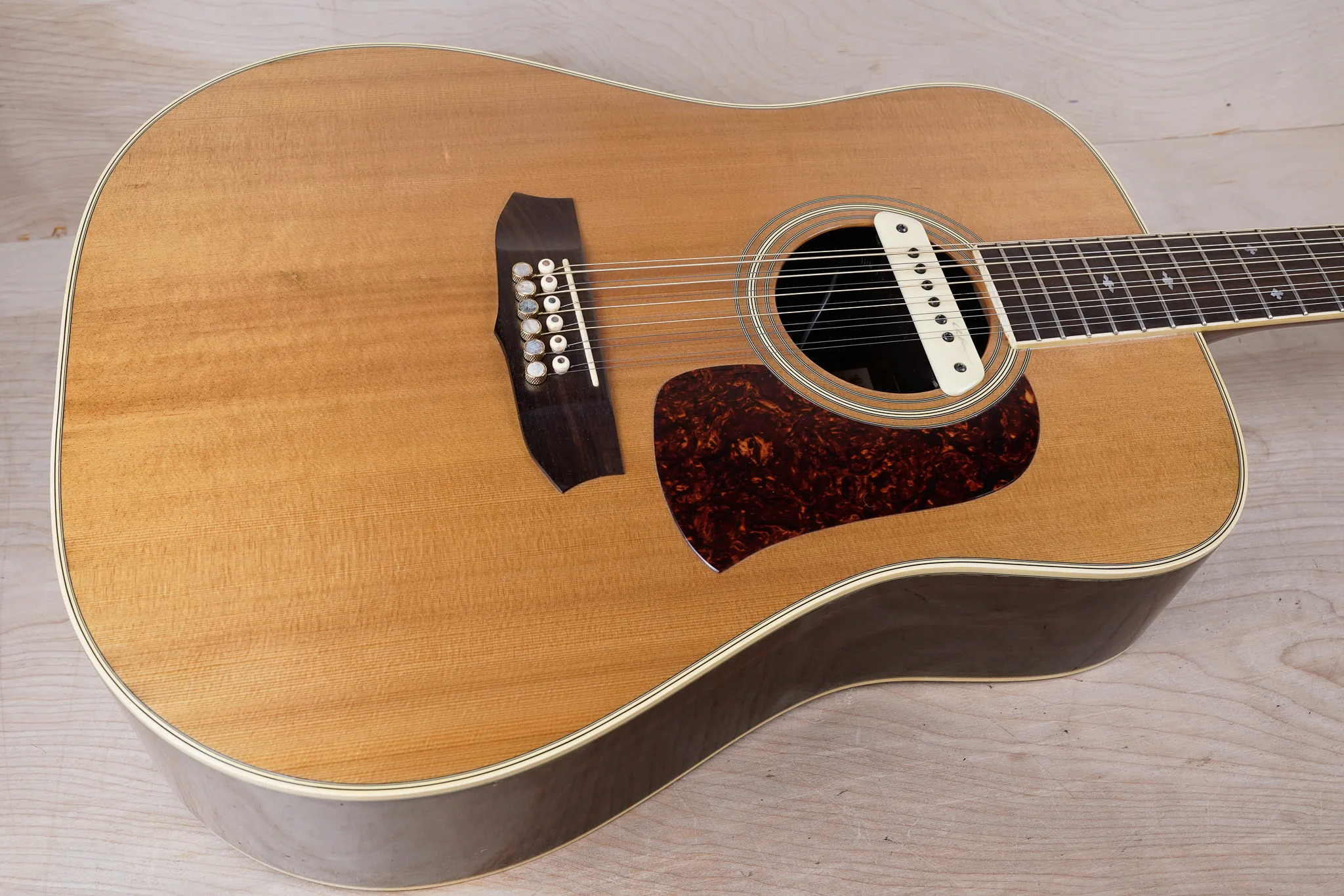 Aria SW-20T 12-String Acoustic Guitar MIJ 1980 Natural Made in Japan w/ Hard Case - Image 4