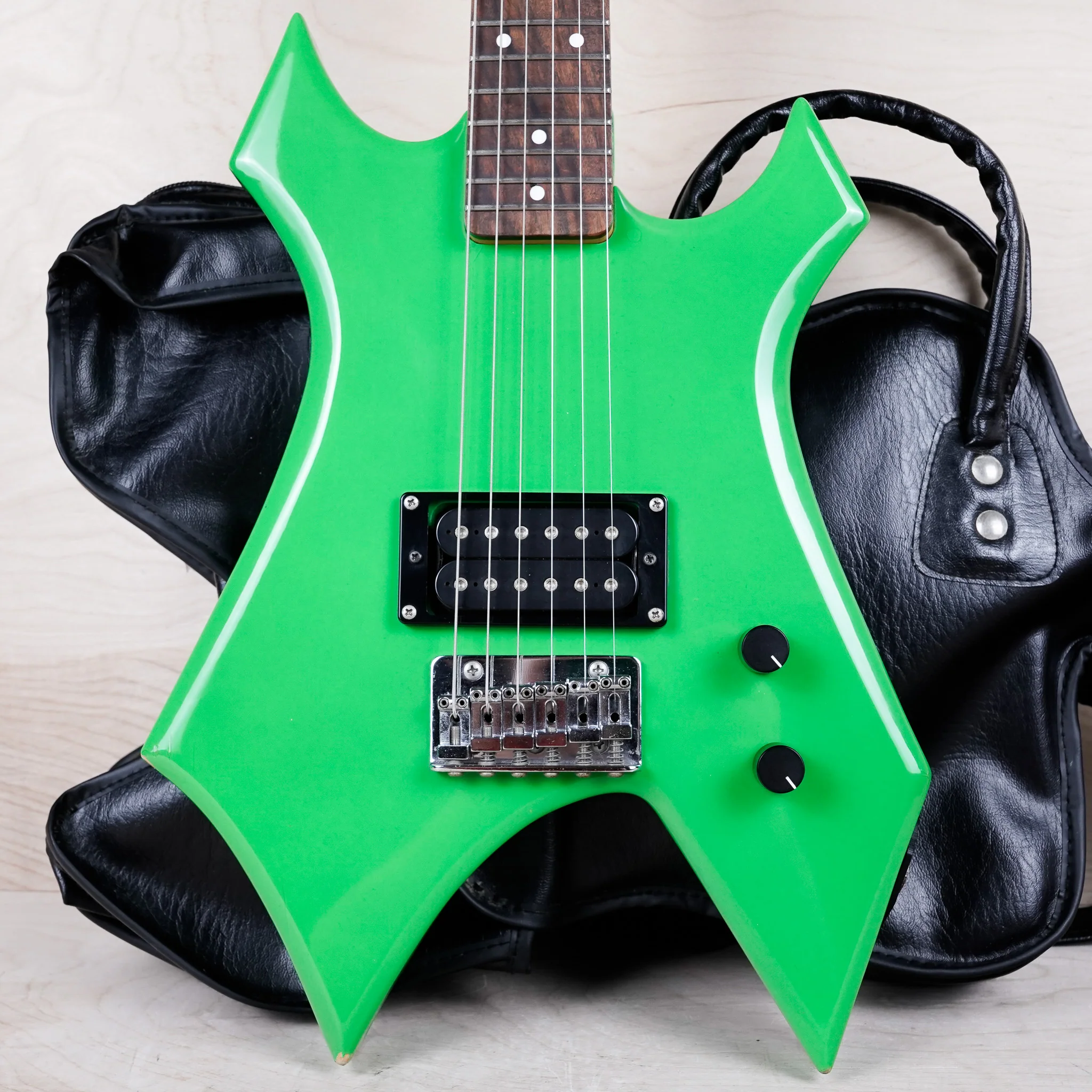B.C. Rich Warlock WG-035 Mini Guitar 1990's Lime Green Made in Japan MIJ w/ Bag