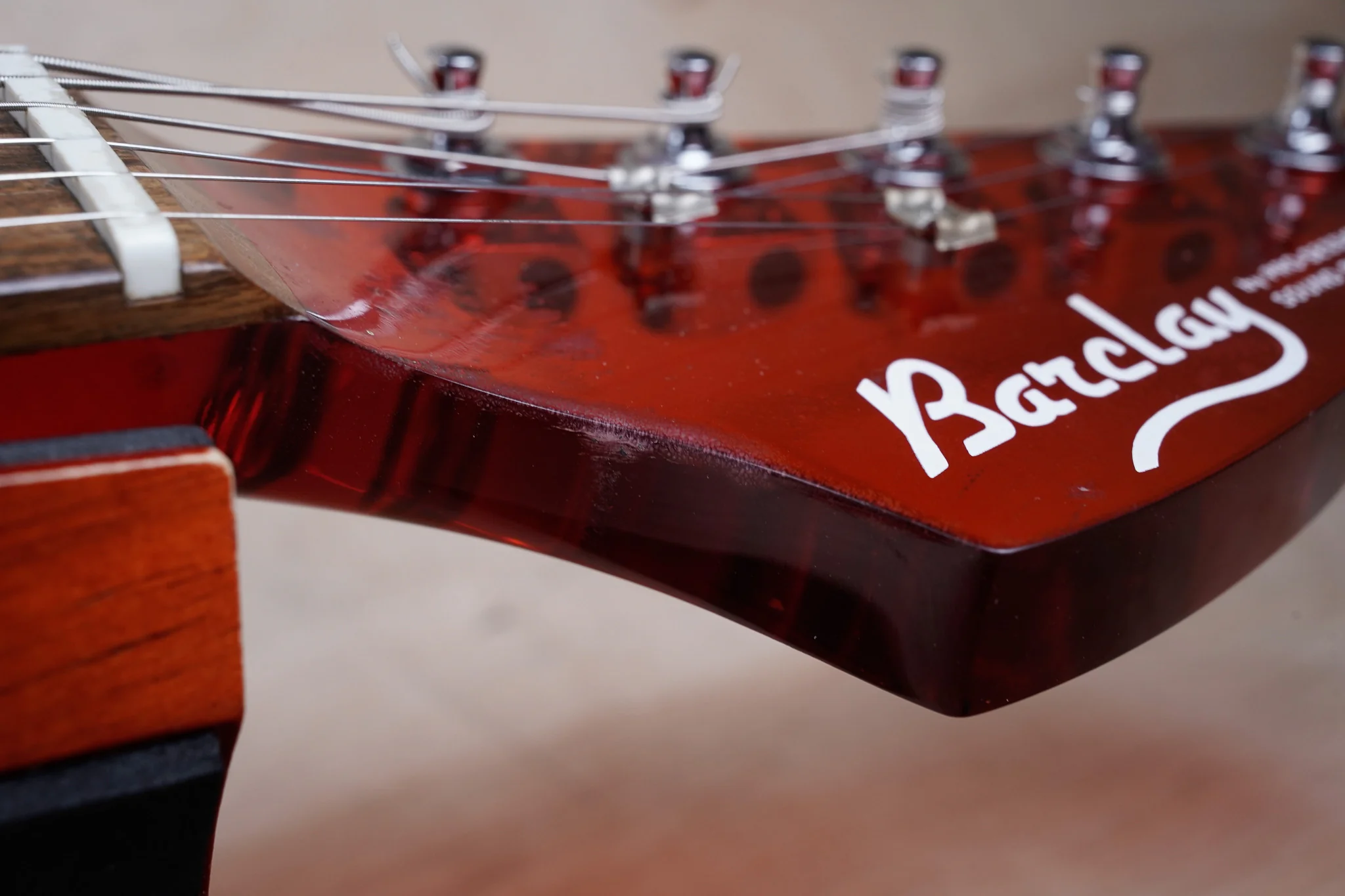 Barclay 5004 Acrylic Offset Guitar 1990's Translucent Red w/ Bag - Image 12