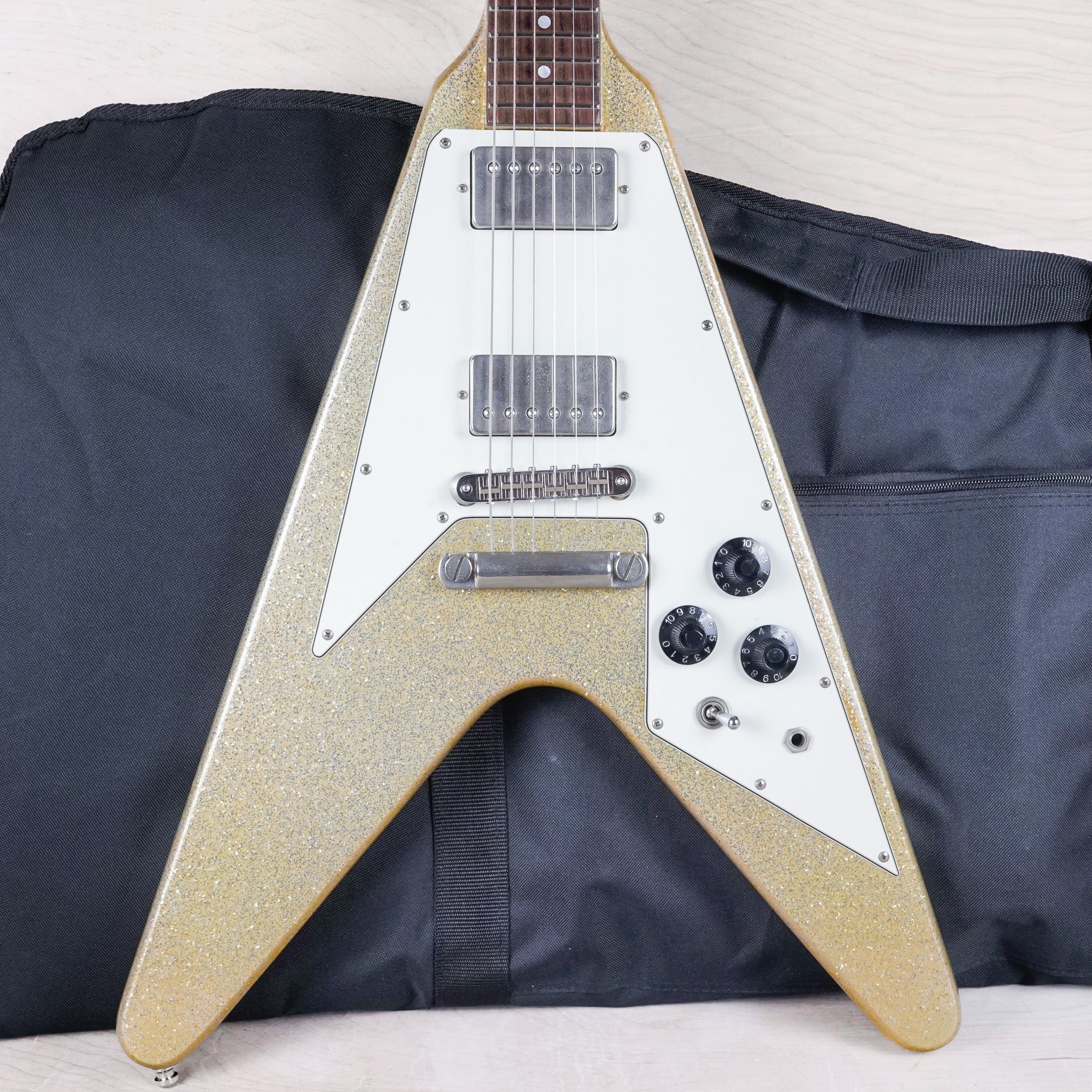 Burny LV-115KK L'Arc-en-Ciel Ken Kitamura Signature MIJ 1999 Gold Sparkle Japan w/ Bag
