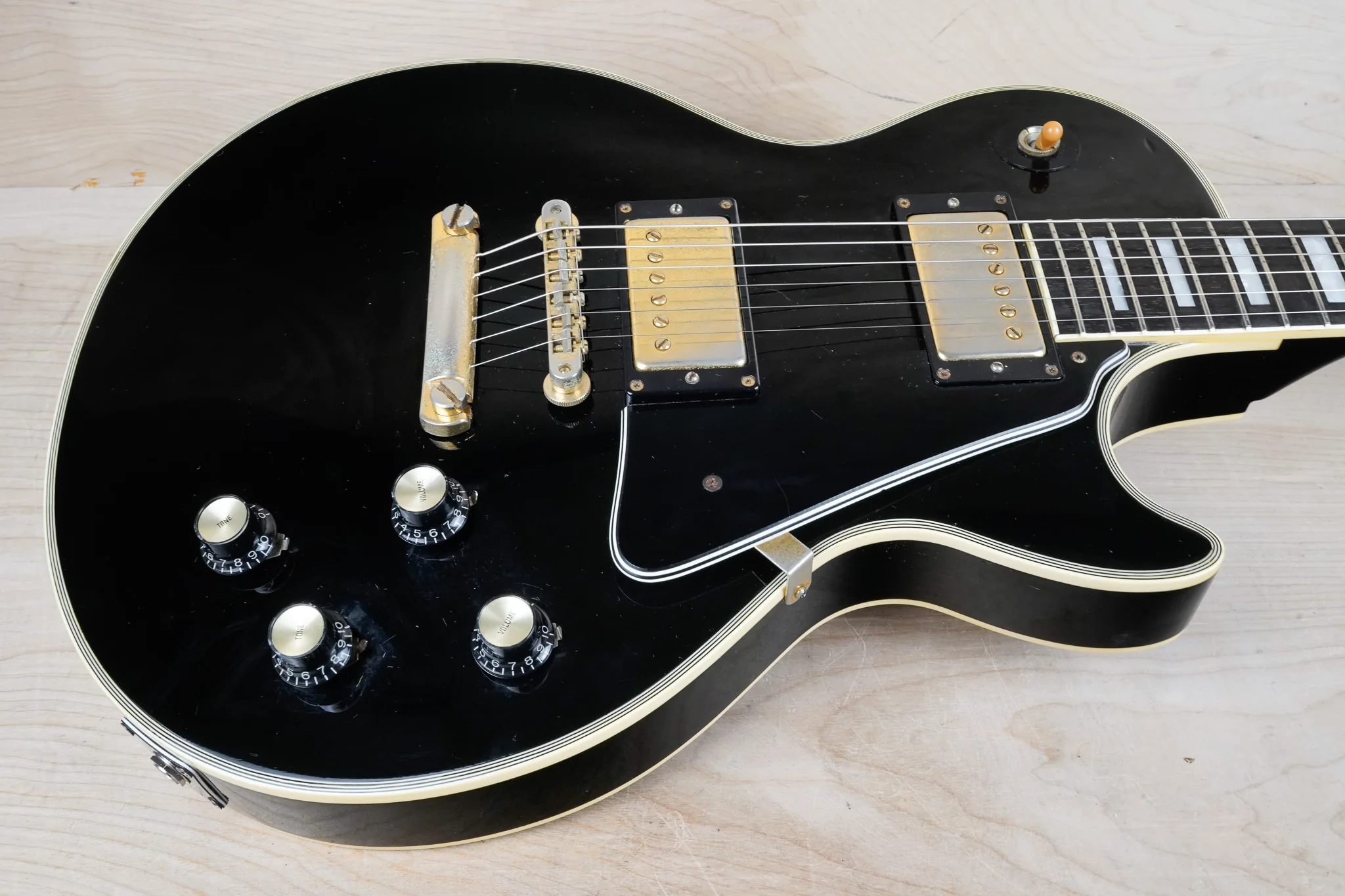 Burny RCL-65 Custom MIJ 1990 Black Beauty Made in Japan VH-1 PAF Pickups 1960 Reissue w/ Hard Case - Image 5