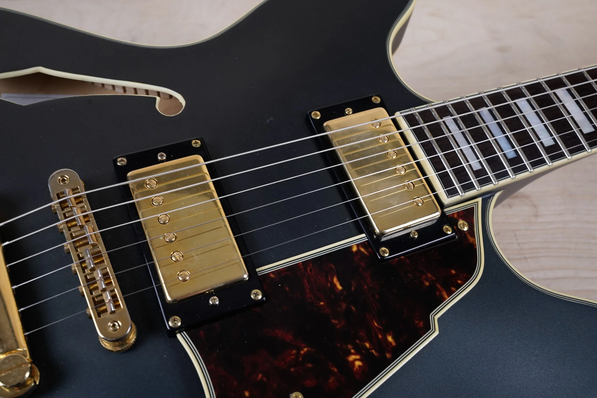 D'Angelico Excel EX-DC Semi-Hollow Body Electric Guitar 2015 Solid Black Satin Finish w/ OHSC - Image 8