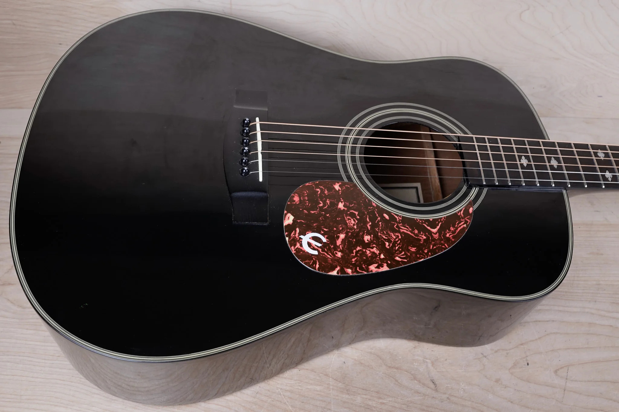 Epiphone PR-350B 1999 Ebony Acoustic Guitar w/ Bag - Image 3