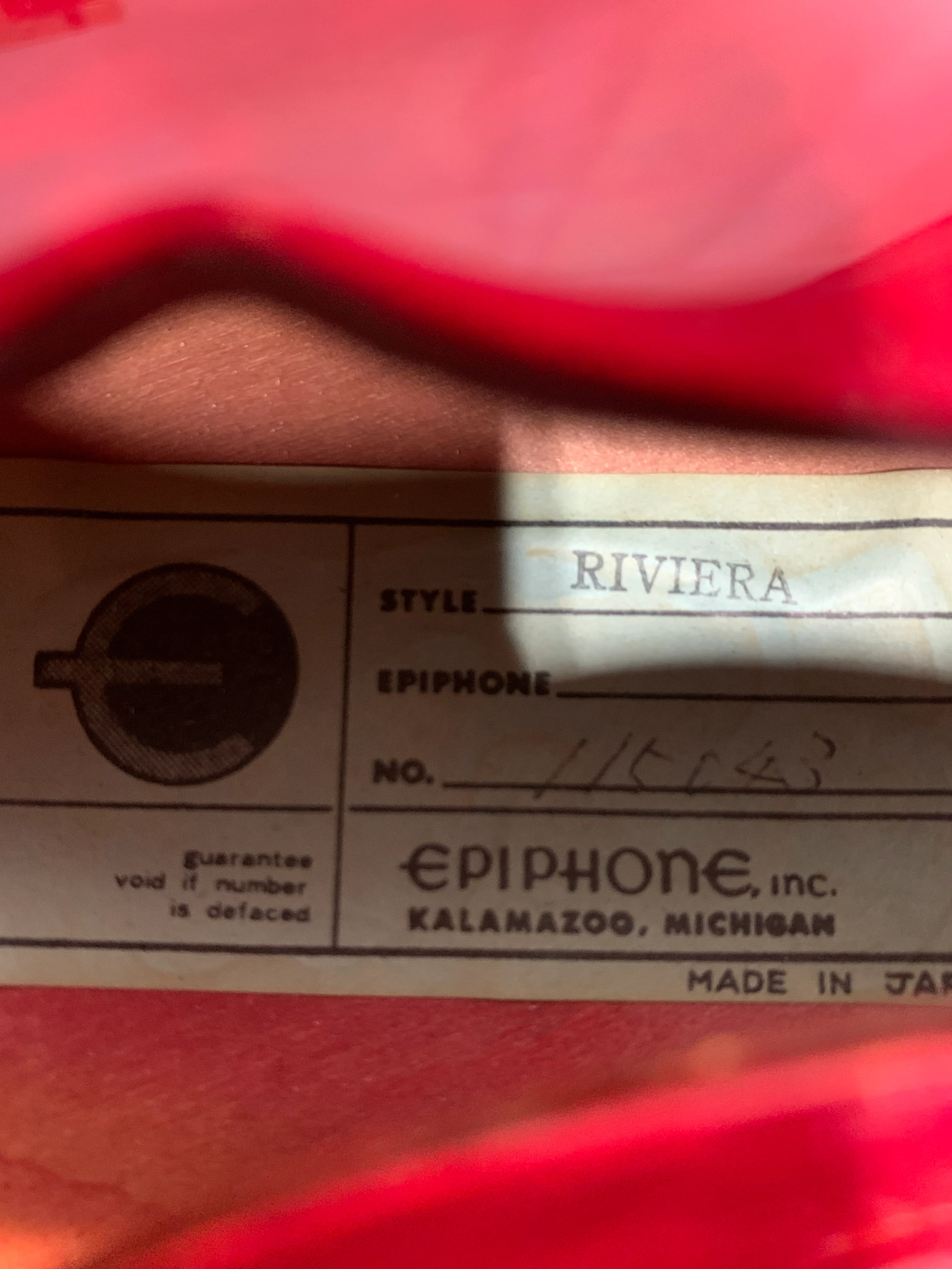Epiphone Riviera (Japanese Domestic) Vintage 1970s Cherry Vintage Semi-Hollow w/ Hard Case - Image 21