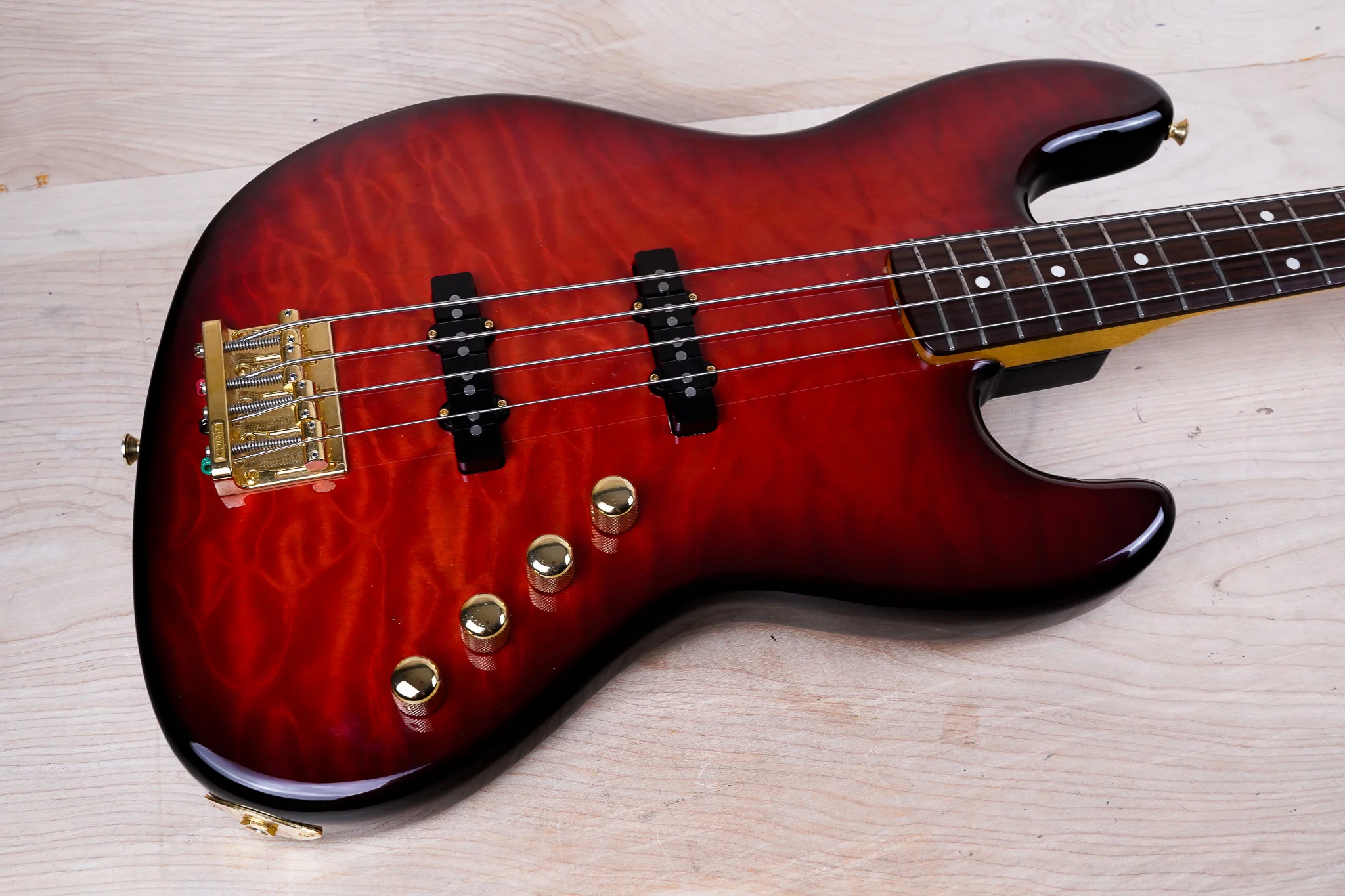 Fender JB-62G '62 Reissue Jazz Bass CIJ 2002 Red Flame Top Crafted in Japan w/ Bag - Image 3