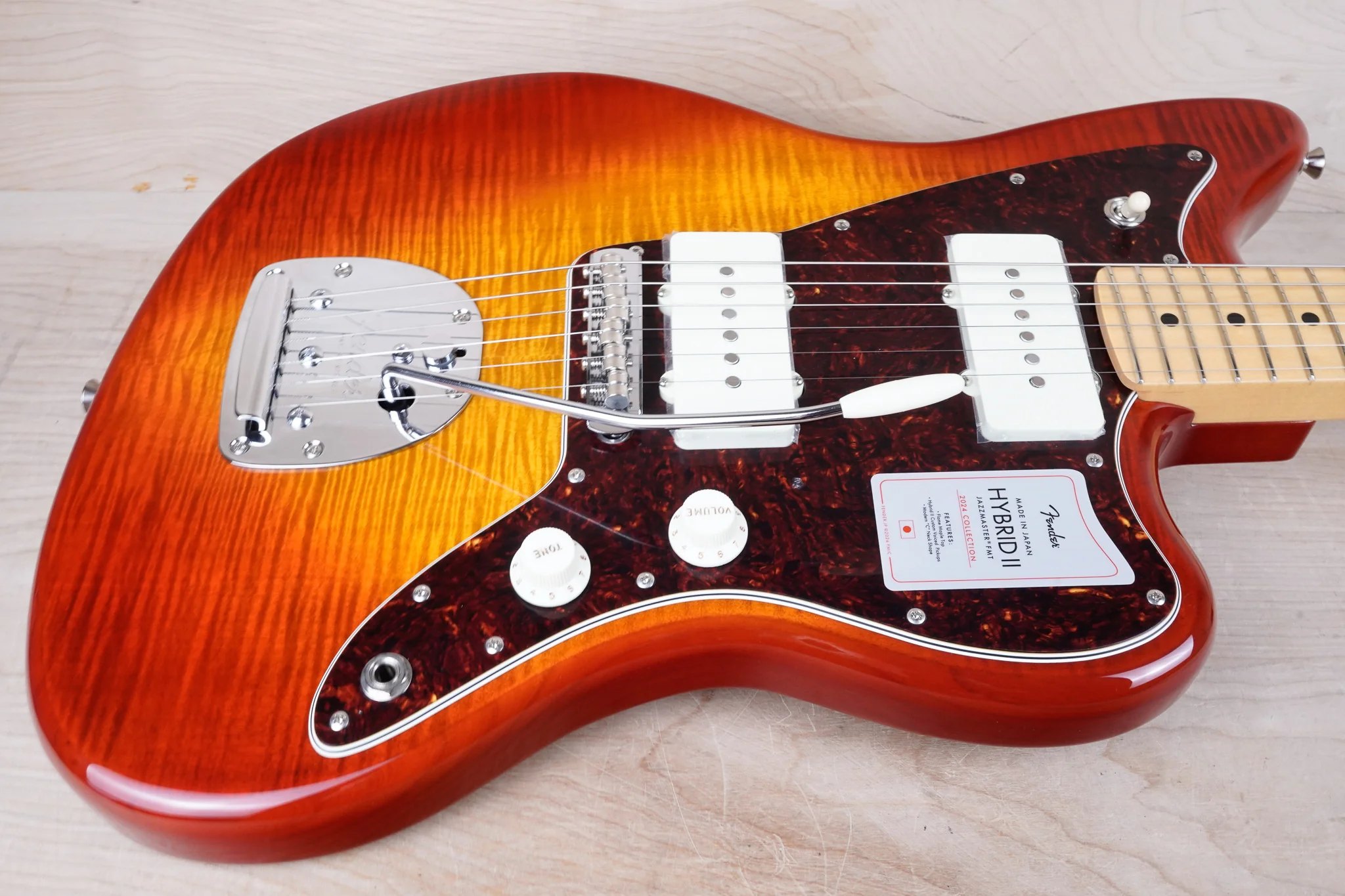 Fender Hybrid II Jazzmaster MIJ 2024 Flame Sunset Orange Transparent Japan w/ Bag - Image 5