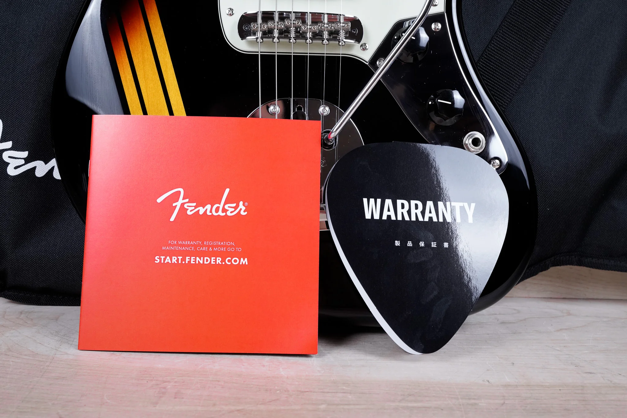 Fender Made in Japan 2025 Collection Traditional II '60s Jaguar 2025 Black w/ Sunburst Competition Stripe w/ Bag - Image 2