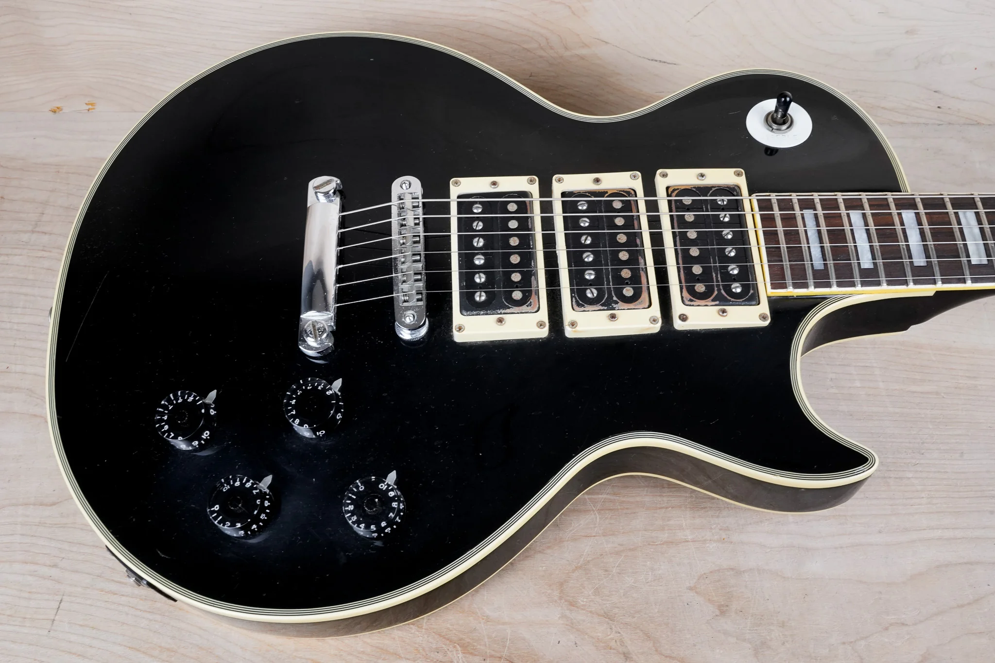 Greco EG600P Peter Frampton Model MIJ 1977 Black 3 PU Custom Maxon Pickups Vintage Japan w/ Bag - Image 3